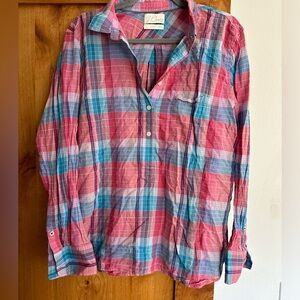 J.Crew Pullover Plaid Cotton Pastel Pink Purple Classic 14